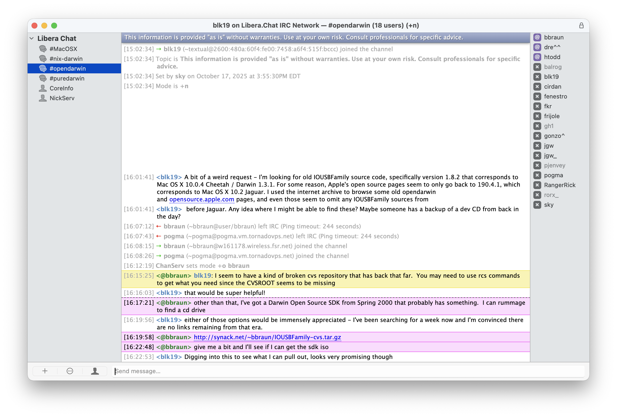 IRC chat getting access to IOUSBFamily